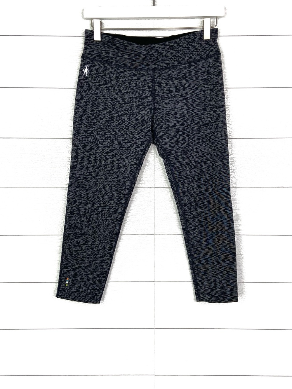 SMARTWOOL PhD Pattern Capri Legging Gray Printed Small Outdoor Hiking Baselayer